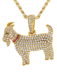 Gold Plated Cuban Link Chain & Goat Pendant | Appx. 14.5 Grams