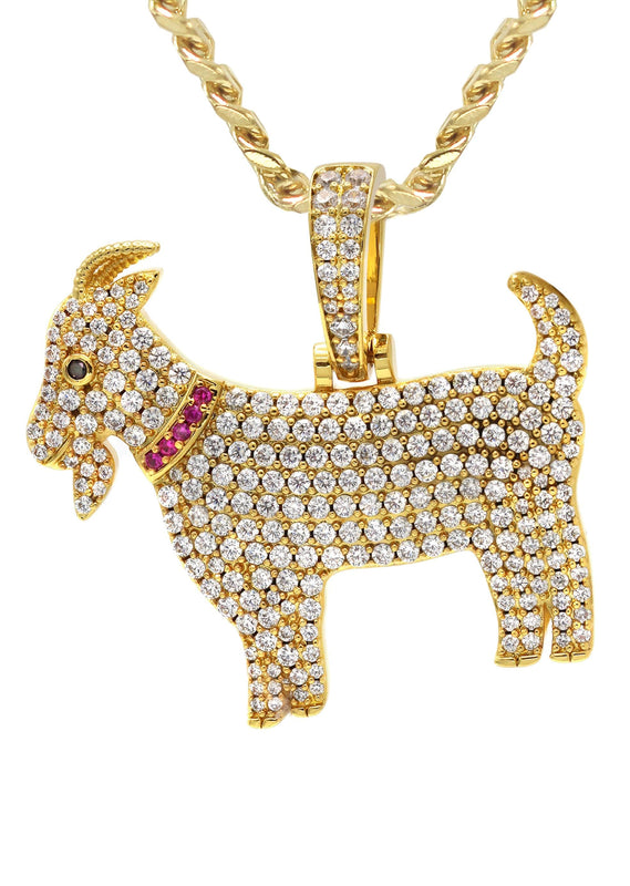 Gold Plated Cuban Link Chain & Goat Pendant | Appx. 14.5 Grams