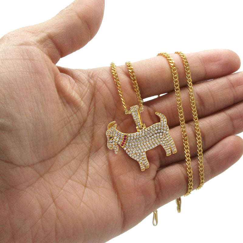 Gold Plated Cuban Link Chain & Goat Pendant | Appx. 14.5 Grams