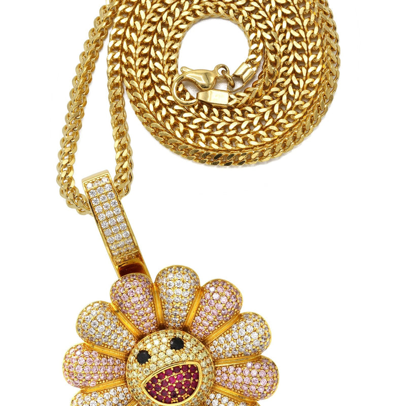 Gold Plated Franco Link Chain & Murakami Spinner Pendant | Appx. 30.8 Grams