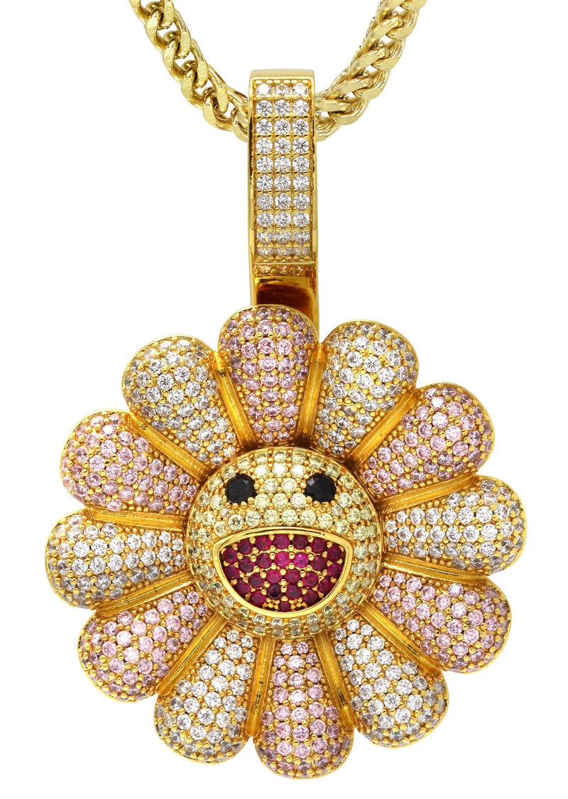 Gold Plated Franco Link Chain & Murakami Spinner Pendant | Appx. 30.8 Grams
