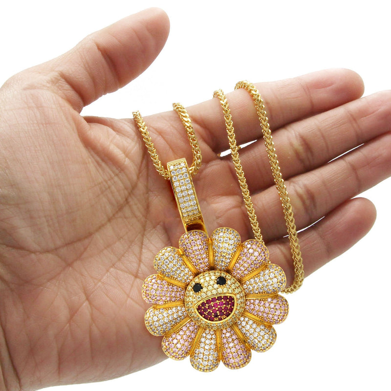Gold Plated Franco Link Chain & Murakami Spinner Pendant | Appx. 30.8 Grams