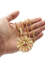 Gold Plated Franco Link Chain & Murakami Spinner Pendant | Appx. 30.8 Grams