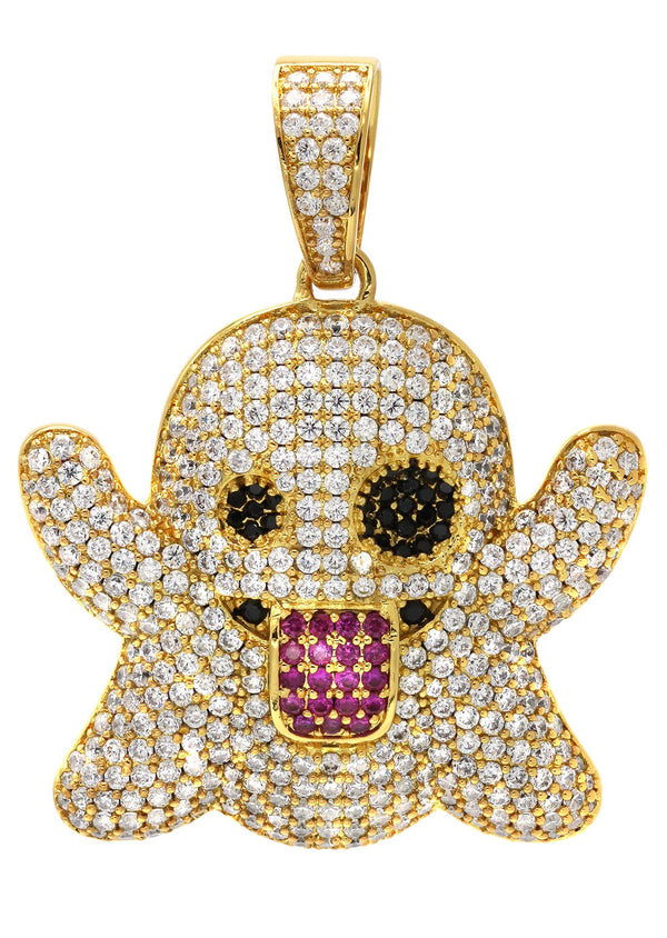 Gold Plated Ghost Emoji Pendant | 18.2 Grams
