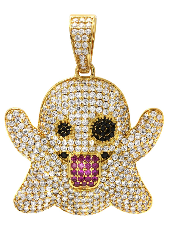 Gold Plated Ghost Emoji Pendant | 18.2 Grams