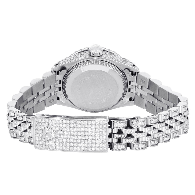 Womens Diamond Stainless Steel Rolex Watch | 26Mm | Light Blue Mother Of Pearl Dial | Jubilee Band