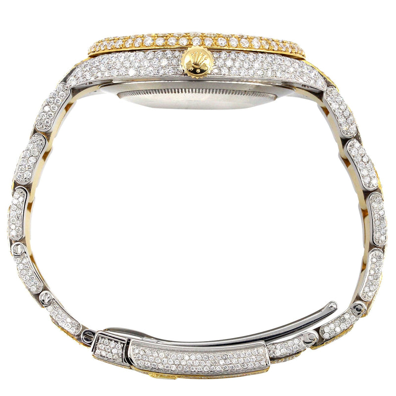 Diamond Iced Out Rolex Datejust 41 | 25 Carats Of Diamonds | Abalone Mother Of Pearl Dial | Two Tone | Two Row | Oyster Band