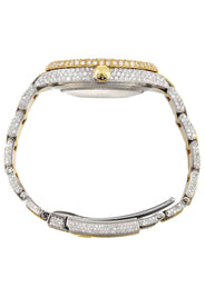Diamond Iced Out Rolex Datejust 41 | 25 Carats Of Diamonds | Custom Gold Roman Numeral Diamond Dial | Two Tone | Two Row | Oyster Band