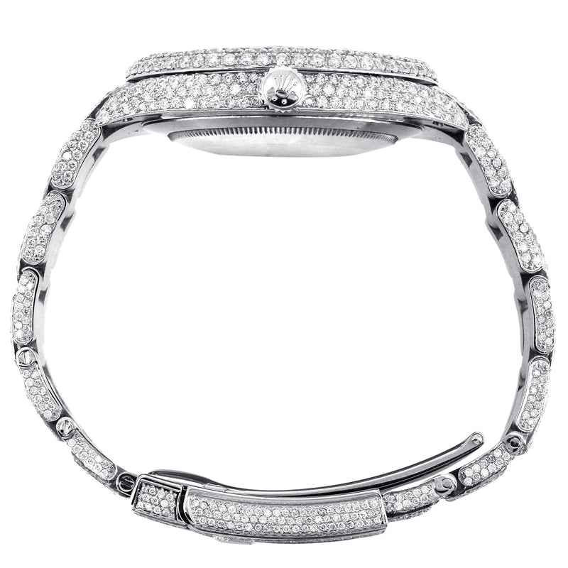 Diamond Iced Out Rolex Datejust 41 | 25 Carats Of Diamonds | Custom Blue Arabic Numeral Diamond Dial | Two Row | Oyster Band