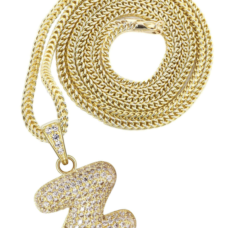 10K Yellow Gold Bubble Letter "Z" CZ Necklace | Appx. 15 Grams