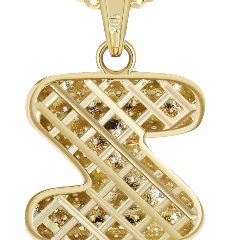 10K Yellow Gold Bubble Letter "Z" CZ Necklace | Appx. 15 Grams
