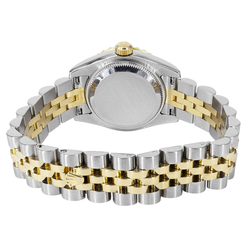 Womens Diamond Gold Hidden Clasp Rolex Watch | 1 Carat Bezel | 26Mm | Blue Dial | Jubilee Band | Model 179173