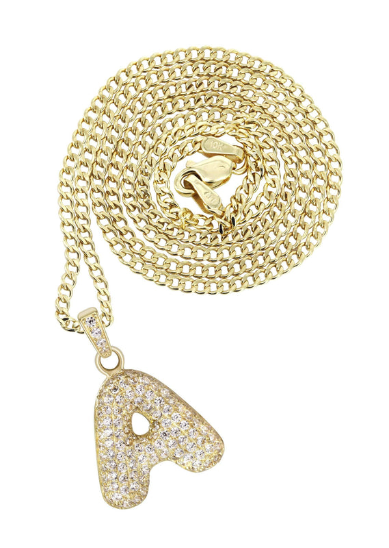 10K Yellow Gold Bubble Letter 