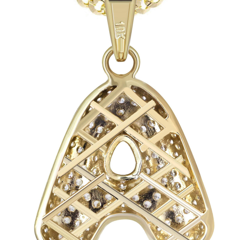 10K Yellow Gold Bubble Letter "A" CZ Necklace | Appx. 4.3 Grams