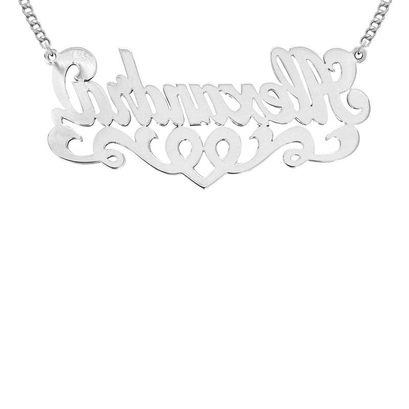14K White Gold  Full Diamond Name Plate Necklace | Style #25