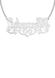 14K White Gold  Full Diamond Name Plate Necklace | Style #25