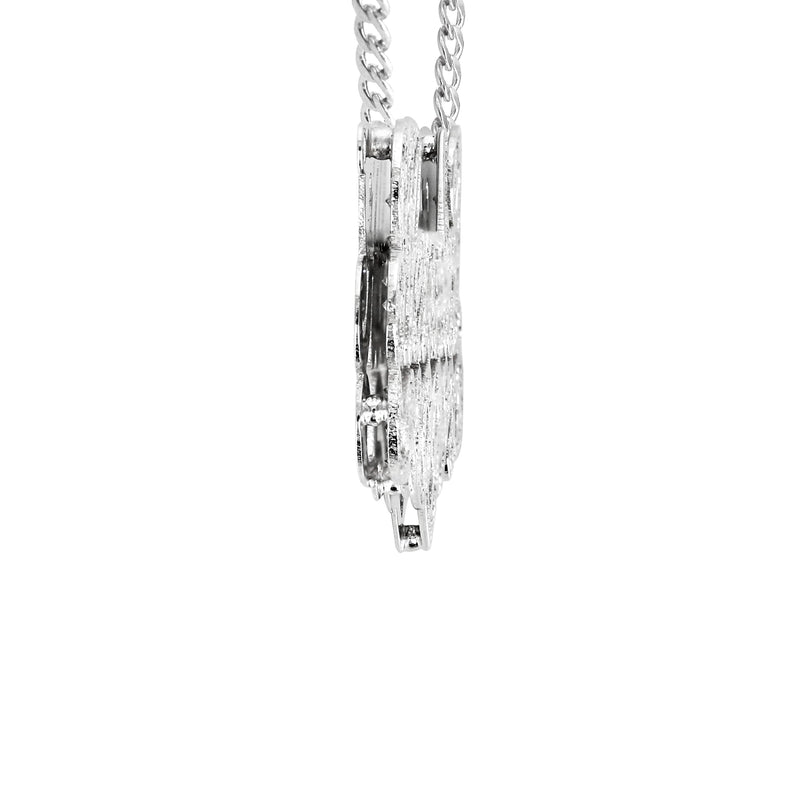 14K White Gold  Full Diamond Name Plate Necklace | Style #25