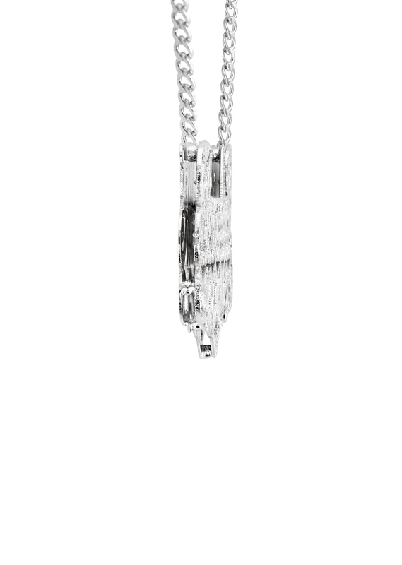14K White Gold  Full Diamond Name Plate Necklace | Style #25