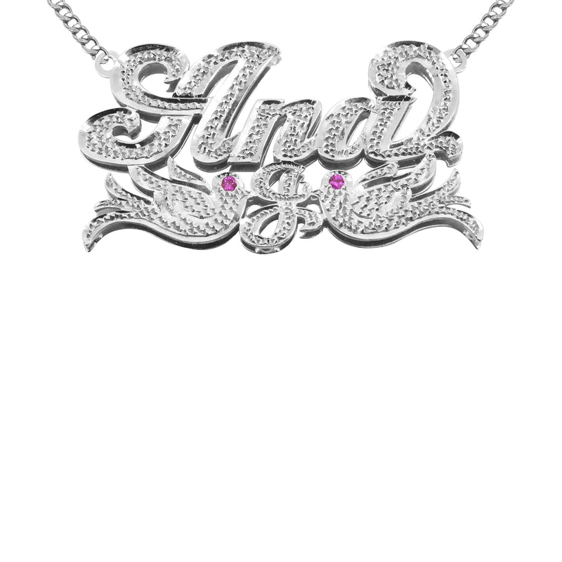 14K White Gold Diamond Cut Name Plate Necklace | Style #37