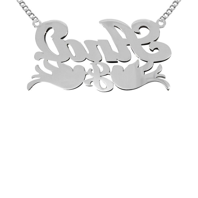 14K White Gold Diamond Cut Name Plate Necklace | Style #37