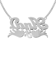 14K White Gold Diamond Cut Name Plate Necklace | Style #37