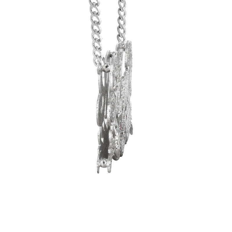 14K White Gold Diamond Cut Name Plate Necklace | Style #37