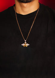 Mens Gold Plated Cuban Link Chain & Angel Pendant | Appx. 19.4 Grams
