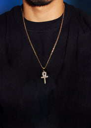 Mens Gold Plated Franco Chain & Ankh Pendant | Appx. 14.2 Grams