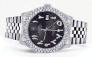 Womens Rolex Datejust Watch 16200 | 36Mm | Diamond Black Arabic Numeral Dial | Two Row 4.25 Carat Bezel | Jubilee Band