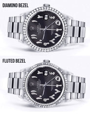 Diamond Mens Rolex Datejust Watch 16200 | 36 MM | Custom Arabic Diamond Dial | Oyster Band | Diamond Bezel