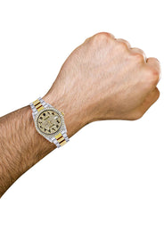 Diamond Gold Rolex Watch For Men 16233 | 36Mm | Black Arabic Full Diamond Dial | Oyster Band