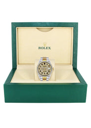 Diamond Gold Rolex Watch For Men 16233 | 36Mm | Black Arabic Full Diamond Dial | Oyster Band