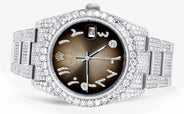 Iced Out Rolex Datejust 36 MM | Stainless Steel | 10 Carats of Diamonds | Brown Arabic Diamond Dial | Oyster Band