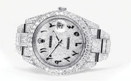 Diamond Iced Out Rolex Datejust 41 | 25 Carats Of Diamonds | Custom Arabic Diamond Dial | Two Row | Oyster Band