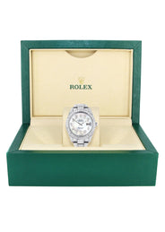 Womens Diamond Iced Out Rolex Datejust 41 | 25 Carats Of Diamonds | Custom Mother of Pearl Arabic Numeral Diamond Dial | Two Row | Oyster Band