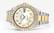 Rolex Datejust II Watch | 41 MM | 18K Yellow Gold & Stainless Steel | Custom Pearl Arabic Dial | Oyster Band