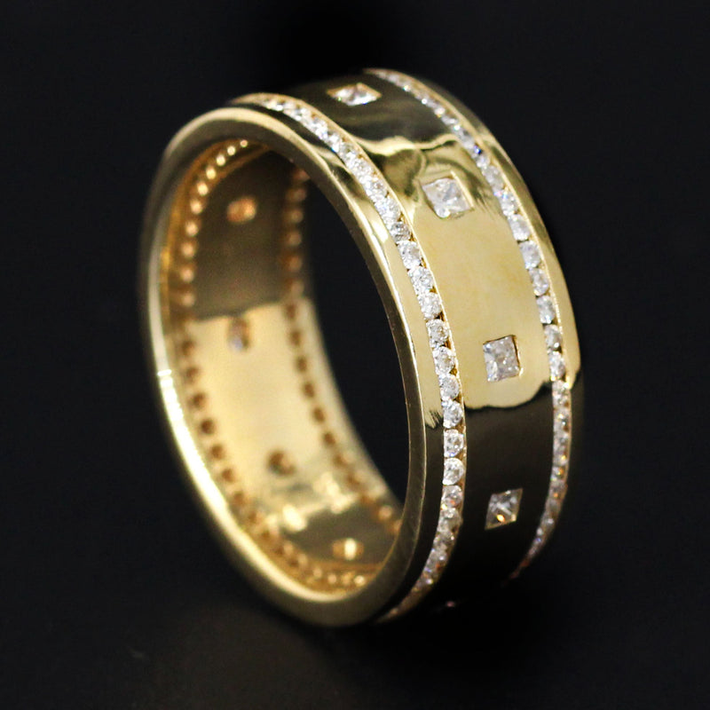 Yellow Gold Diamond Mens Wedding Band | 1.04 Carats | Satin Finish (Armando)