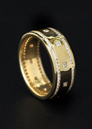 Yellow Gold Diamond Mens Wedding Band | 1.04 Carats | Satin Finish (Armando)