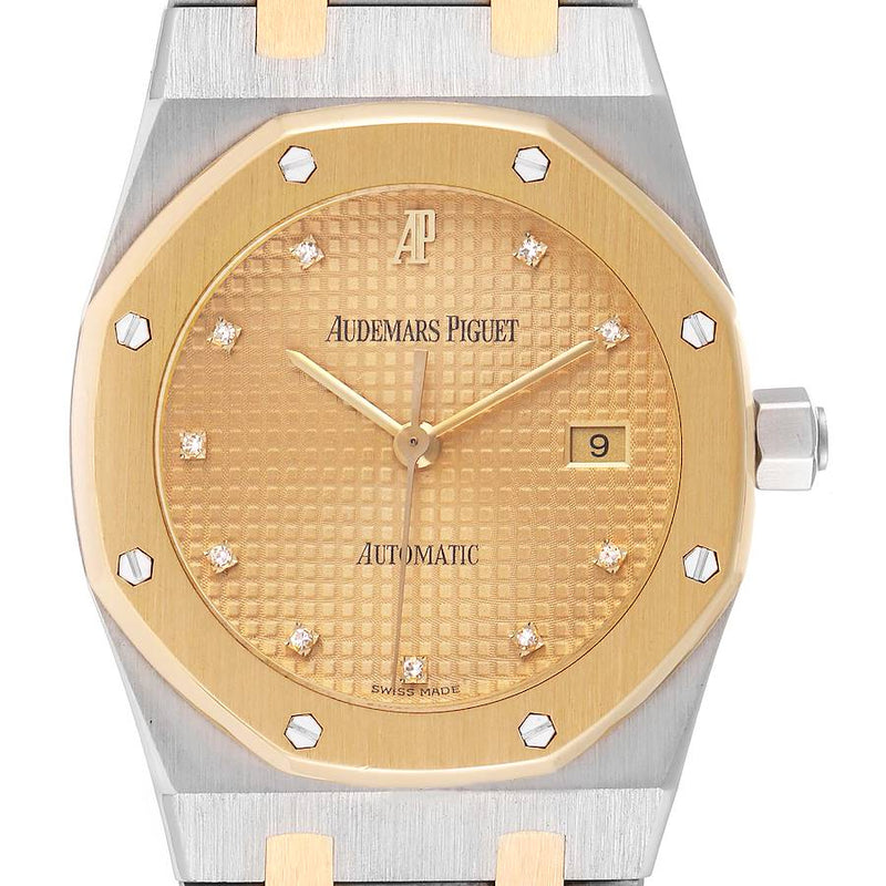 Audemars Piguet Royal Oak Steel Yellow Gold Diamond Mens Watch 15000S 33mm