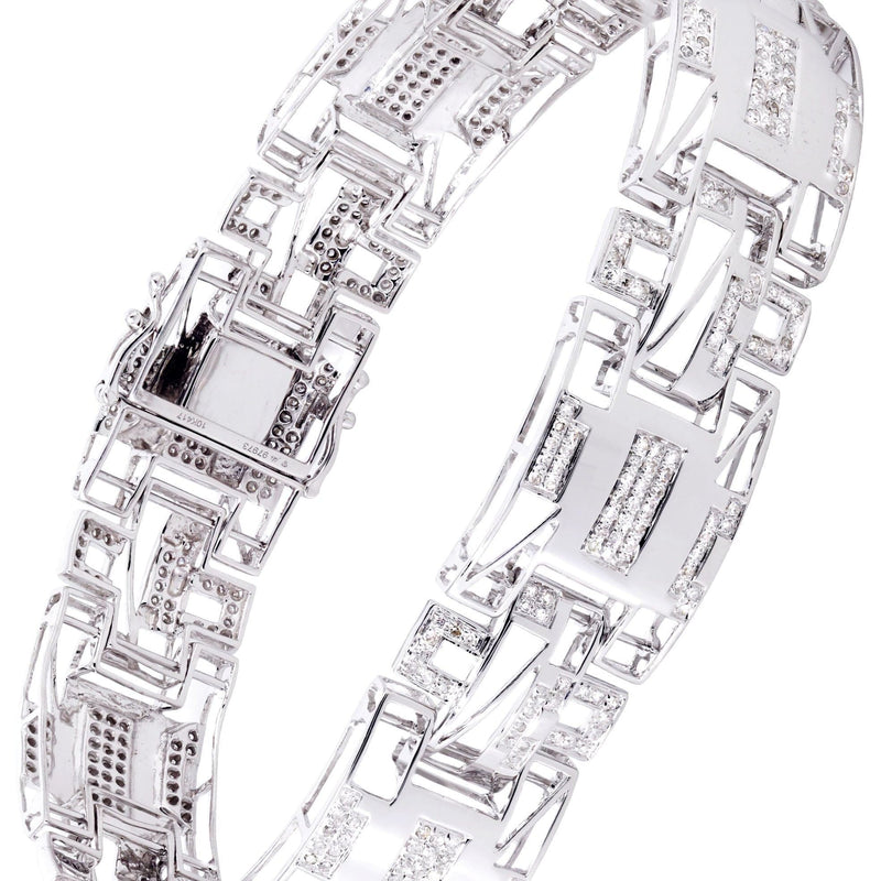 Mens Diamond Bracelet White Gold| 1.85 Carats| 25.78 Grams