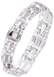 Mens Diamond Bracelet White Gold| 1.85 Carats| 25.78 Grams