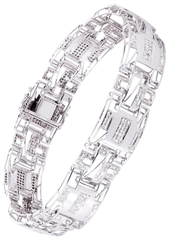 Mens Diamond Bracelet White Gold| 1.85 Carats| 25.78 Grams