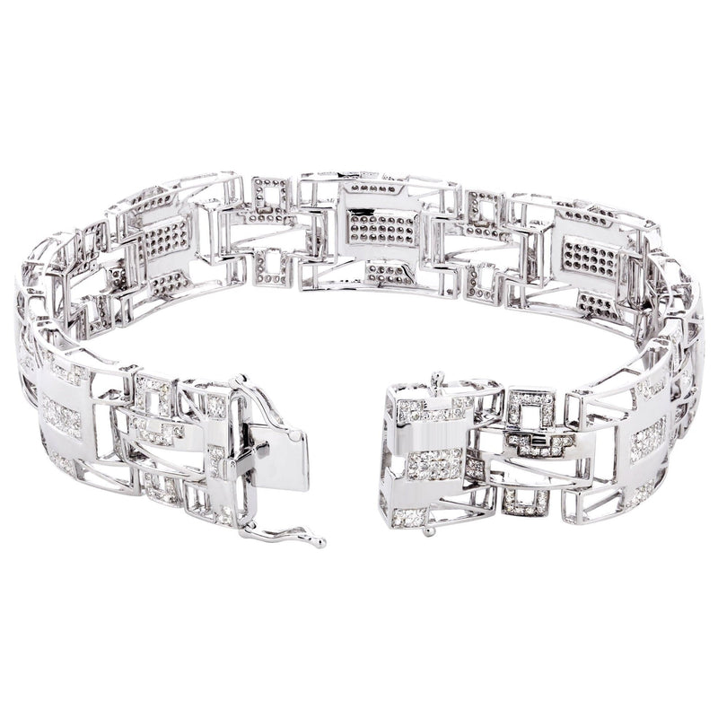 Mens Diamond Bracelet White Gold| 1.85 Carats| 25.78 Grams