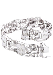 Mens Diamond Bracelet White Gold| 1.85 Carats| 25.78 Grams