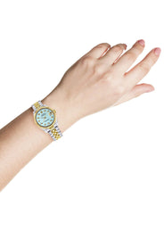 Diamond Gold Rolex Watch | 68273 | Fluted Bezel | 31MM | Baby Blue Diamond Dial | Jubilee Band