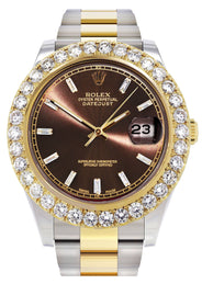 Rolex Datejust II Watch | 41 MM | 18K Yellow Gold & Stainless Steel | Custom Morocco Brown Dial | Oyster Band