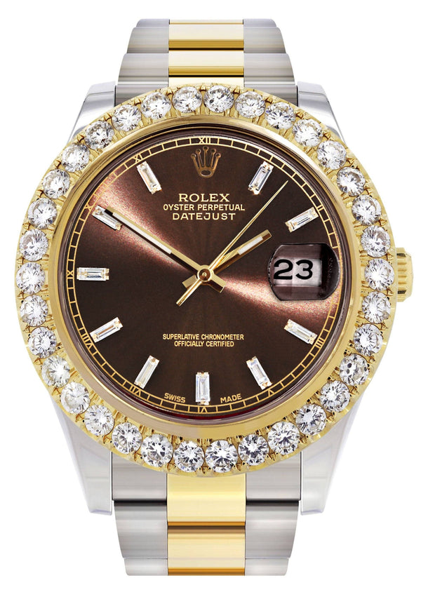 Rolex Datejust II Watch | 41 MM | 18K Yellow Gold & Stainless Steel | Custom Morocco Brown Dial | Oyster Band