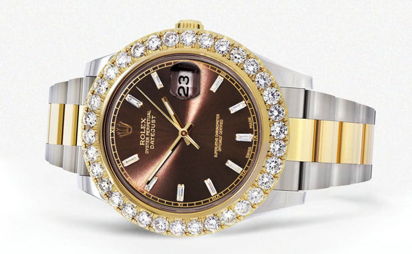 Rolex Datejust II Watch | 41 MM | 18K Yellow Gold & Stainless Steel | Custom Morocco Brown Dial | Oyster Band