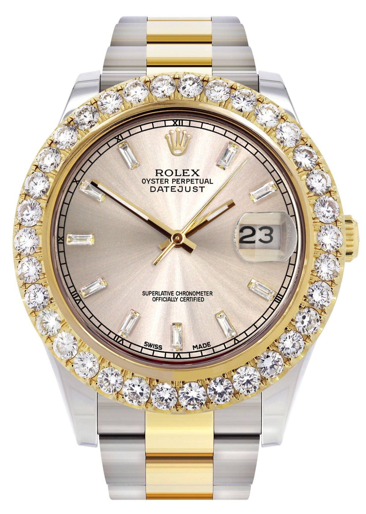 Rolex Datejust II Watch | 41 MM | 18K Yellow Gold & Stainless Steel | Custom Dawn Pink Dial | Oyster Band