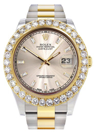 Rolex Datejust II Watch | 41 MM | 18K Yellow Gold & Stainless Steel | Custom Dawn Pink Dial | Oyster Band